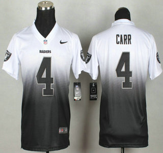 Nike Oakland Raiders #4 Derek Carr White With Black Fadeaway Kids Jersey
