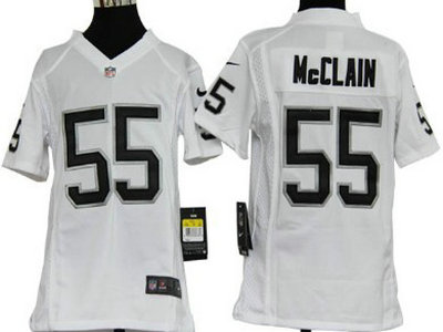 Nike Oakland Raiders 55 Rolando McClain White Game Kids Jersey