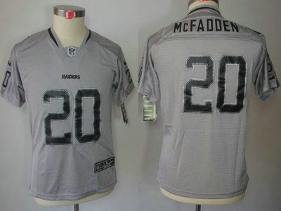 Nike Oakland Raiders 20 Darren McFadden Lights Out Grey Elite Kids Jerseys