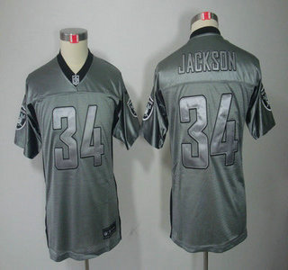 Nike Oakland Raiders 34 Bo.Jackson Grey Shadow Game Kids Jersey