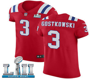 Nike Patriots #3 Stephen Gostkowski Red Alternate Super Bowl LII Men's Stitched NFL Vapor Untouchable Elite Jersey
