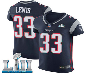 Nike Patriots #33 Dion Lewis Navy Blue Team Color Super Bowl LII Men's Stitched NFL Vapor Untouchable Elite Jersey