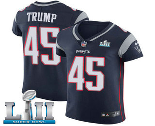 Nike Patriots #45 Donald Trump Navy Blue Team Color Super Bowl LII Men's Stitched NFL Vapor Untouchable Elite Jersey