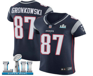 Nike Patriots #87 Rob Gronkowski Navy Blue Team Color Super Bowl LII Men's Stitched NFL Vapor Untouchable Elite Jersey