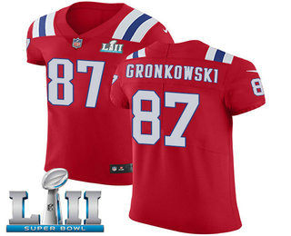 Nike Patriots #87 Rob Gronkowski Red Alternate Super Bowl LII Men's Stitched NFL Vapor Untouchable Elite Jersey