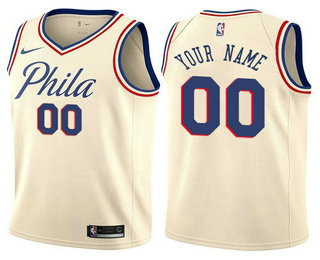Nike Philadelphia 76ers Cream Customized City Edition Authentic NBA Jersey