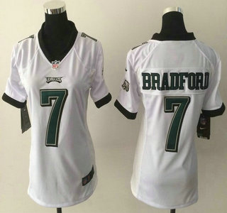 Nike Philadelphia Eagles #7 Sam Bradford White Game Womens Jersey