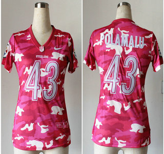 Nike Pittsburgh Steelers #43 Troy Polamalu Fashion 2013 New Pink Camo Women's Jersey