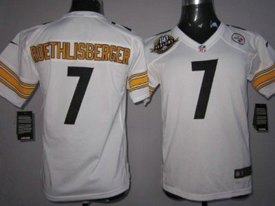 Nike Pittsburgh Steelers 7 Ben Roethlisberger White Game Kids 80TH Jersey