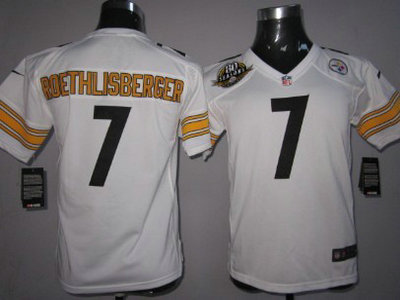Nike Pittsburgh Steelers 7 Ben Roethlisberger White Game Womens Team 80TH Jersey
