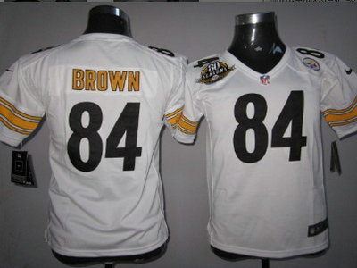 Nike Pittsburgh Steelers 84 Antonio Brown White Game Kids 80TH Jersey