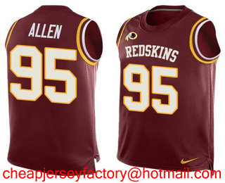Nike Redskins #95 Jonathan Allen Burgundy Red Team Color Men's Stitched NFL Limited Tank Top Jersey