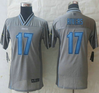 Nike San Diego Chargers #17 Philip Rivers Grey Vapor Elite Kids Jersey