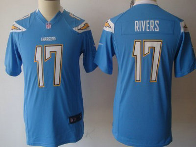 Nike San Diego Chargers 17 Philip Rivers Light Blue Game Kids Jersey