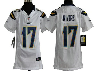 Nike San Diego Chargers 17 Philip Rivers White Game Kids Jersey