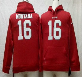 Nike San Francisco 49ers #16 Joe Montana Red Kids Hoody