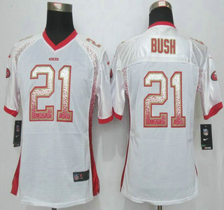Nike San Francisco 49ers #21 Reggie Bush Drift Fashion Elite White Womens Jersey