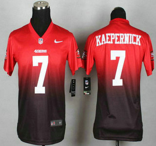 Nike San Francisco 49ers #7 Colin Kaepernick Red With Black Fadeaway Kids Jersey