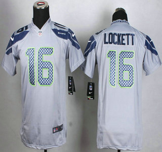 Nike Seattle Seahawks #16 Tyler Lockett Grey Game Kids Jersey