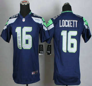 Nike Seattle Seahawks #16 Tyler Lockett Navy Blue Game Kids Jersey
