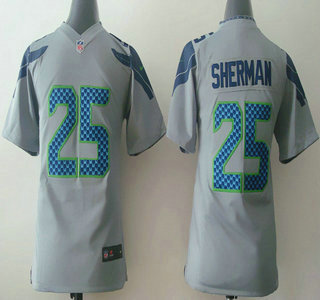 Nike Seattle Seahawks #25 Richard Sherman Grey Game Kids Jersey
