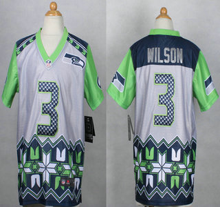 Nike Seattle Seahawks #3 Russell Wilson 2015 Noble Fashion Kids Jersey