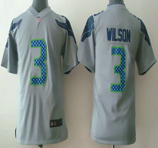 Nike Seattle Seahawks #3 Russell Wilson Grey Game Kids Jersey