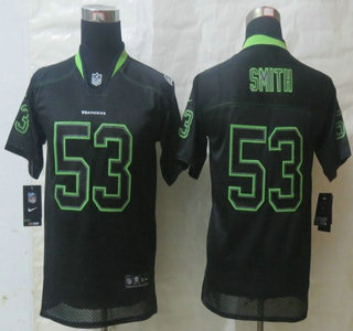 Nike Seattle Seahawks #53 Malcolm Smith Lights Out Black Elite Kids Jersey