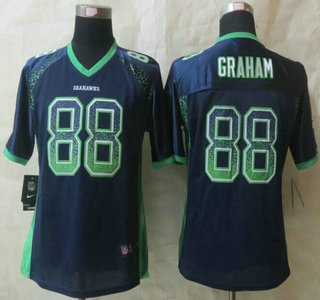 Nike Seattle Seahawks #88 Jimmy Graham Drift Fashion Blue Womens Jersey