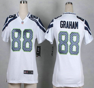 Nike Seattle Seahawks #88 Jimmy Graham White Game Womens Jersey