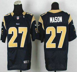 Nike St. Louis Rams #27 Tre Nason Davy Blue Elite Jersey