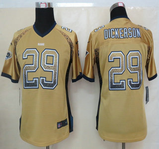 Nike St. Louis Rams #29 Eric Dickerson Drift Fashion Gold Elite Womens Jersey