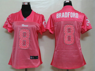 Nike St. Louis Rams 8 Sam Bradford Pink Elite Womens Jerseys