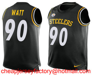 Nike Steelers #90 T. J. Watt Black Team Color Men's Stitched NFL Limited Tank Top Jersey