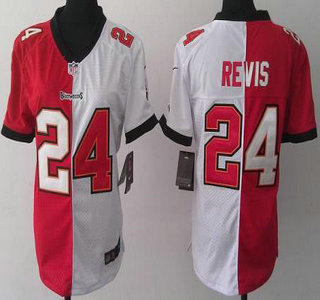 Nike Tampa Bay Buccaneers #24 Darrelle Revis Red and White Split Elite Womens Jersey