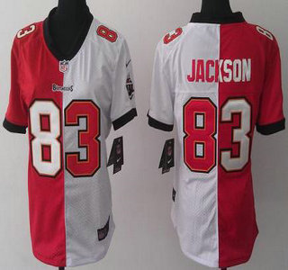 Nike Tampa Bay Buccaneers #83 Vincent Jackson Red and White Split Elite Womens Jersey