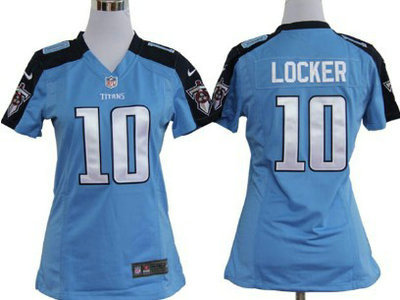 Nike Tennessee Titans 10 Jake Locker Light Blue Game Womens Team Jersey