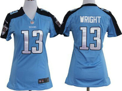 Nike Tennessee Titans 13 Kendall Wright Light Blue Game Womens Team Jersey