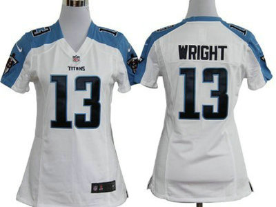 Nike Tennessee Titans 13 Kendall Wright White Game Womens Team Jersey