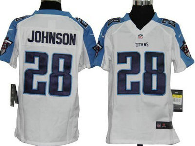Nike Tennessee Titans 28 Chris Johnson White Game Kids Jersey