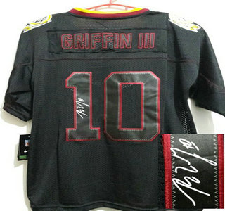 Nike Washington Redskins #10 Robert Griffin III Black Lights Out Signed Elite Jersey
