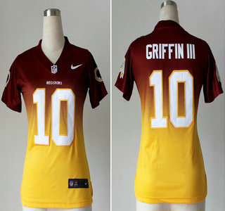 Nike Washington Redskins #10 Robert Griffin III Drift Fashion II Red With Yellow Elite Womens Jersey