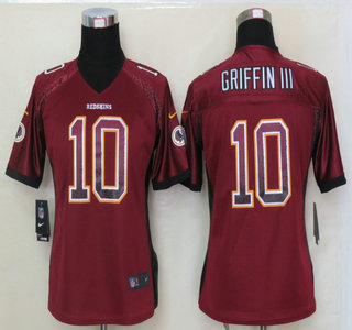 Nike Washington Redskins #10 Robert Griffin III Drift Fashion Red Elite Womens Jersey