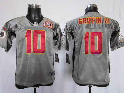 Nike Washington Redskins 10 Robert Griffin III Grey Shadow With 80TH Game Kids Jersey