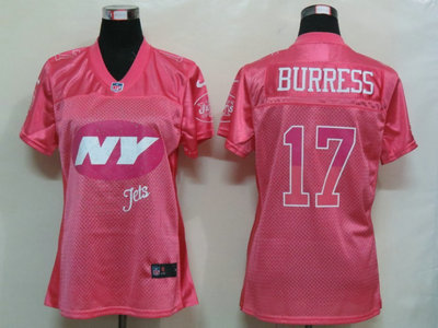 Nike New York Jets 17 Plaxico Burress Pink Elite Womens Jersey