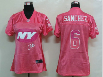 Nike New York Jets 6 Mark Sanchez Pink Elite Womens Jersey