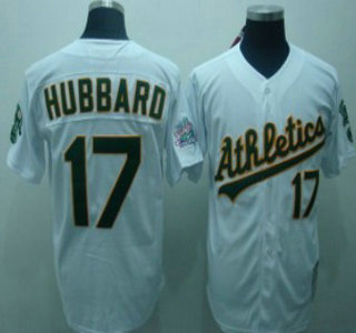 Oakland Athletics #17 Glenn Hubbard White Throwback Jersey