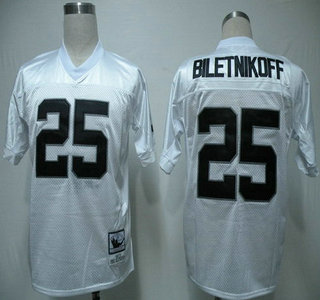 Oakland Raiders #25 Fred Biletnikoff White Throwback Jersey