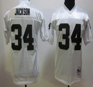 Oakland Raiders #34 Bo Jackson White Throwback Kids Jersey