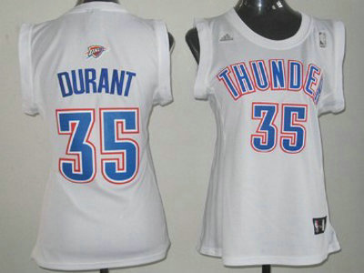 Oklahoma City Thunder 35 Kevin Durant Revolution 30 Swingman White Womens Jersey